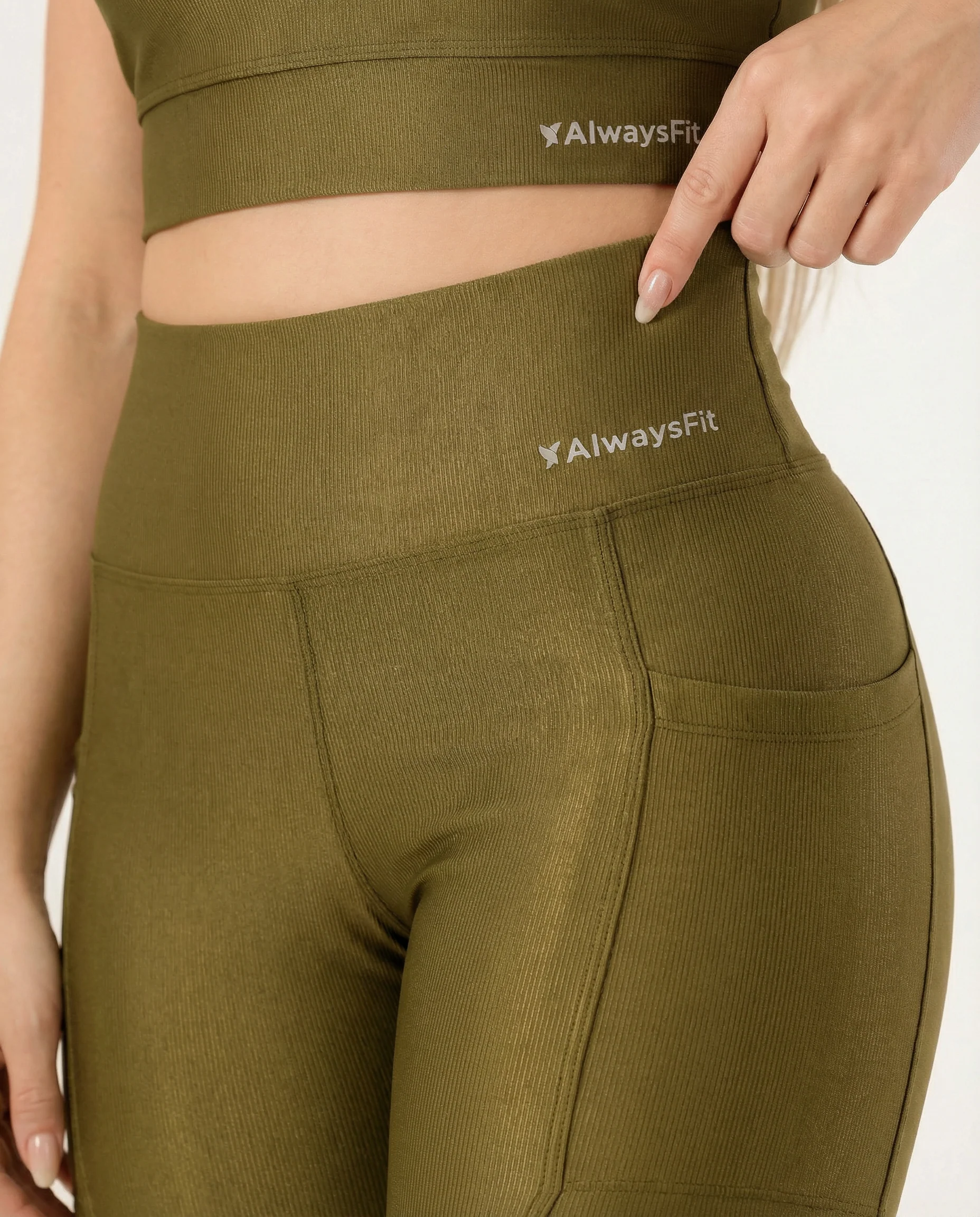 Conjunto Legging e Top Poliamida Canelado Militar - Always Fit - Image 4
